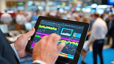 User holding a tablet while participating in a fastpaced online auction showcasing seamless interface navigation and bid