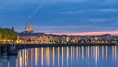 View on Bordeaux in the evening