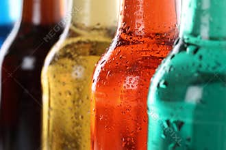 Soda drinks with cola in bottles