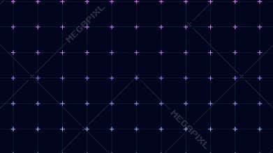 Symmetrical purple and blue dot grid on black background