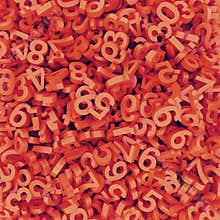 Abstract red-orange fallen numbers. 3d render background.