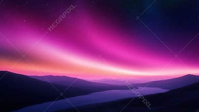 Vibrant Aurora Borealis Over Serene Mountain Valley and Winding River at Twilight