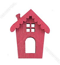 Small wooden red house isolated on white