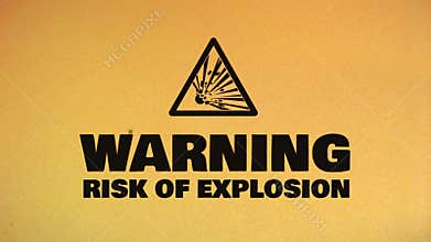 Caution hazard icon on bad old film tape