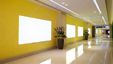 Led blank billboard in modern commercial building passageway lobby