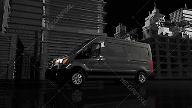 Cargo Van Animation and Cityscape.
