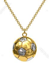 Gold pendant in shape of soccer ball on chain