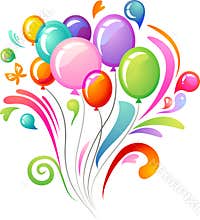Colourful splash with party balloons
