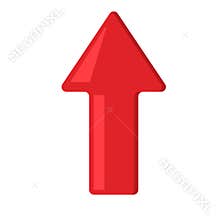 Sign red arrow up. Flat vector illustration on white background