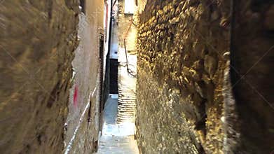 Old narrow street of the largest medina in the worlds, Unesco, Fez, Morocco in Africa, footage video