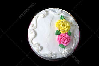 Birthday cake with white frosting