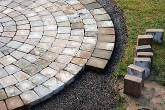 Laying patio bricks