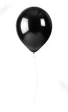 Black balloons with rope isolated on white background. Party Decorations.