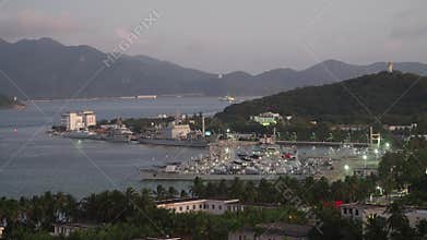 War port with ships