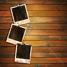 Old photo frames on wood