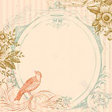 Pink Wedding Bird and Flowers Background