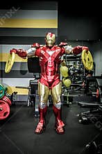 Animators iron man and spider-man in the fitness room