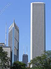 Chicago city downtown with modern buildings and skyscrapers