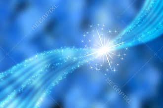 Abstract Bright Stars and Clouds in Blue Background