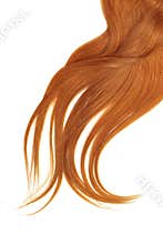 Lush red hair isolated on white background