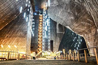 Romania Turda Salt mine lights