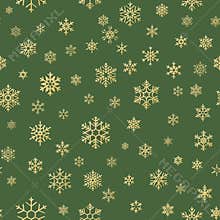 Merry Christmas and Happy New Year winter golden snowflakes seamless pattern. EPS 10