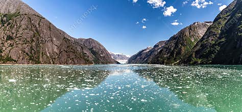 Tracy Arm Fjord in Alaska during summer. Panorama.