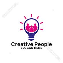 creative people logo design template. bulb icon symbol design