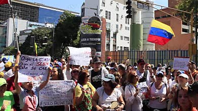 Venezuelan oppositions gather during a stunning massive rally against Maduro government in support of Juan Guaido in Chacao Distri