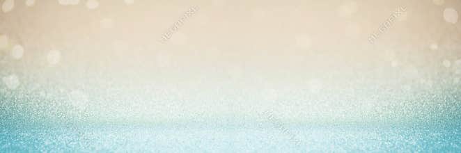 Abstract blur blue gold glitter christmas event celebration card design wide screen background concept - shiny teal light dust