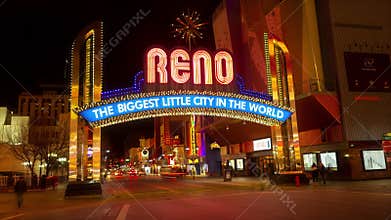 Reno arch night time lapse