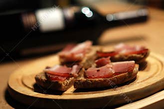 Bacon bread and wine