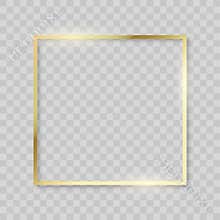 Gold frame, realistic golden texture borders. Vector shiny square frame