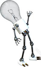 Light Bulb Idea Man, Isolated, Looking Up