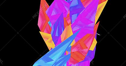 An animation of cartoonish colorful crystal moving and making patterns.
