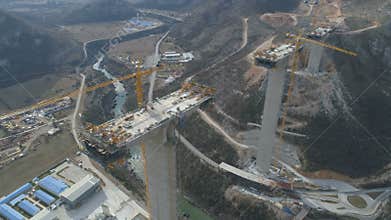 Construction of bridge of a new highway through the Moraca canyon in Montenegro