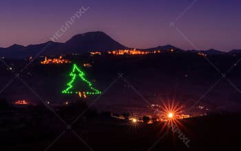 Christmas light tree in the valley