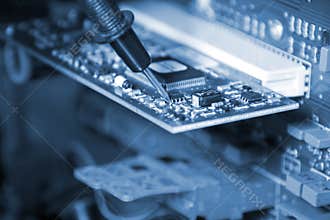 Electronics. Engineer at work