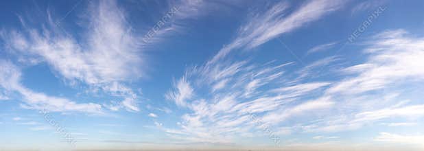 Wispy clouds horizontal sky panorama