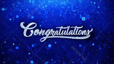 Congratulations Blue Blinking Text Wishes Particles Greetings, Invitation, Celebration Background
