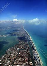 Miami coastline seen from high altitude