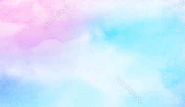 Gentle blue, purple and pink shades watercolor background for vintage card, retro template