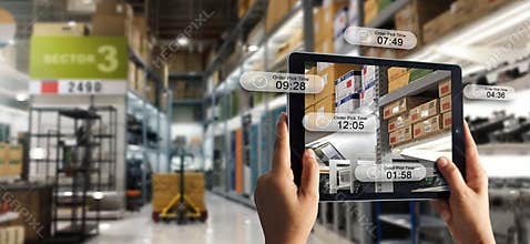 Augmented reality online shopping concept. E-commerce and digital marketing.