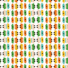 Geometric retro tribal mark stripes seamless pattern. All over print vector background. Summer bright ethnic shapes fashion style