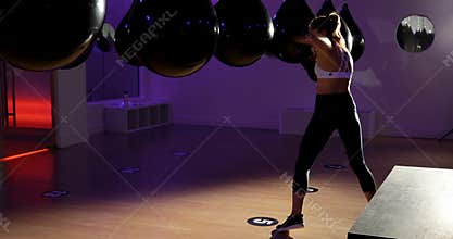 Female boxer practicing boxing 4k