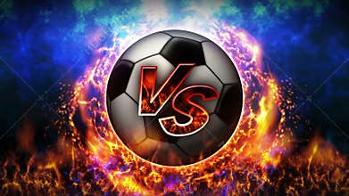 Versus fight background. Vs battle fight. Soccer ball. Sport battle concept loop animation.