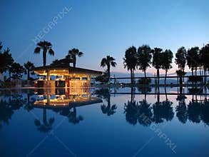 Night bar on summer beach