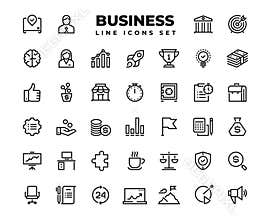 Business line icons. Finance target service support career award presentation idea strategy solution. Business vector