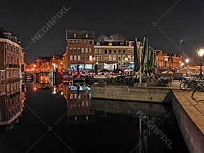 Leiden Netherlands in nighttime
