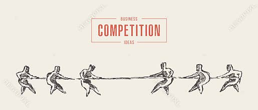Two teams rope competition contest concept vector